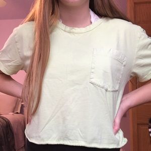 Neon light green/yellow pink crop top